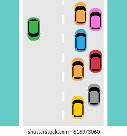 vector illustration of traffic jam on the road