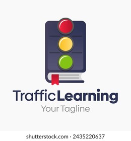 Vector Illustration for Traffic Learning Logo: A Design Template Merging Concepts of a Book and traffic Light Shape