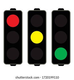 Vector illustration of a traffic light. Consists of red, yellow and green lights.