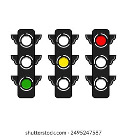 Vektorillustration der Ampel auf weißem Hintergrund	