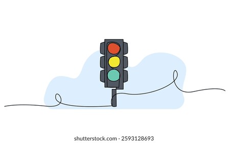 Vector illustration of  traffic light. Modern flat in continuous line style.