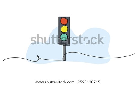 Vector illustration of traffic light. Modern flat in continuous line style.