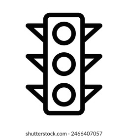 Vector illustration of a traffic light in a simple black and white design. Editable stroke.