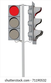 Vector illustration of traffic lights under the white background