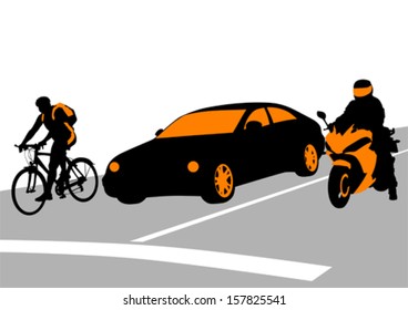 Ilustración vectorial del tráfico en la carretera. La liberación de propiedades está adjunta al archivo