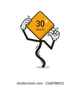 Vector illustration of traffic sign cartoon. 30 kmph