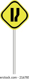 Vector illustration of traffic sign, extended on the right side