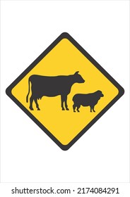 vector illustration of a traffic sign marking the road with a sign of many passing animals