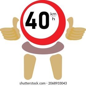 Ilustración vectorial de un signo de tráfico con una velocidad máxima de 40 km por hora. adecuado para el tema de la distancia y las señales de velocidad en el tráfico.