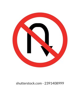 Vector illustration of traffic sign, no turning right, traffic sign flat design.