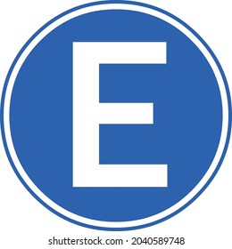 Ilustración vectorial del estacionamiento de señales de tráfico, con la letra E de la lengua española o hispanoamericana