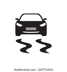 Señal de tráfico de la ilustración del vector para carretera resbaladiza.