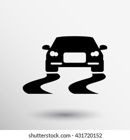 Vector illustration traffic sign for slippery road.