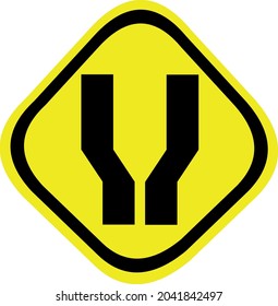 Vector illustration of traffic sign, widening both sides