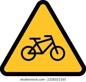 Vector illustration of a traffic signal. Attention bicycle sign. Cyclists and traffic.
