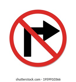 Vector illustration of traffic signs in flat style. Traffic is prohibited from turning right. 