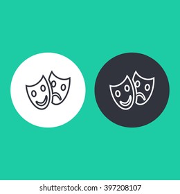 Vector illustration of tragedy and comedy masks icon