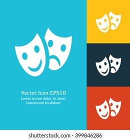 Vector illustration of tragedy and comedy masks icon