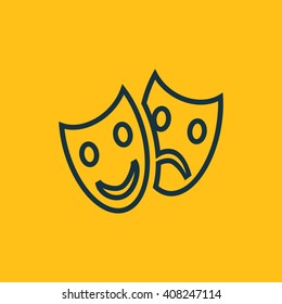 Vector illustration of tragedy and comedy masks icon