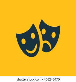 Vector illustration of tragedy and comedy masks icon