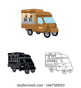 Vector illustration of trailer and service logo. Set of trailer and retro vector icon for stock.