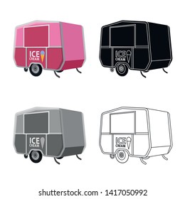 Vector illustration of trailer and service symbol. Set of trailer and cooking vector icon for stock.