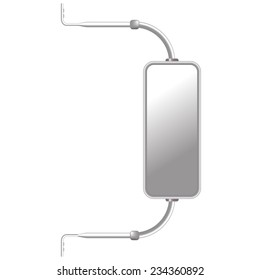 Vector Illustration Of Trailer (truck) Metal  Side View Mirror With Place For Text. Isolated On White