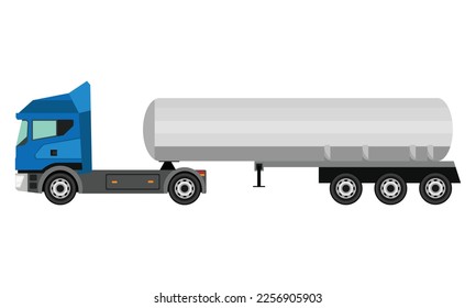 Vector illustration of trailer truck side view design isolated white background. Element vector design and infographic