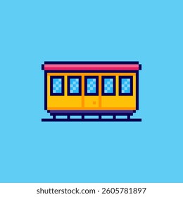 Vector Illustration of Train Carriage with Pixel Art Design, perfect for game assets themed designs
