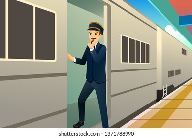 A vector illustration of Train Conductor