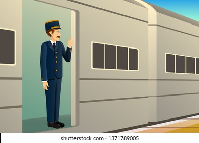 A vector illustration of Train Conductor