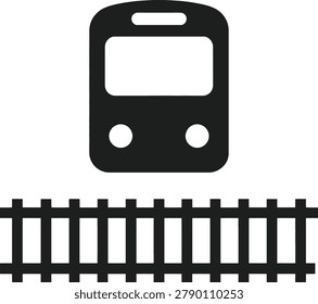 Vector illustration of a train icon, representing rail transport, subway, or metro. Simple flat design symbol for travel, transit, and railway systems.