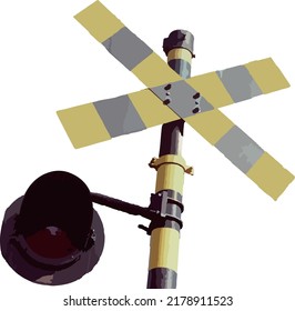 Vector Illustration Of Train Level Crossing