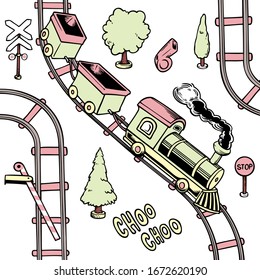 Ilustración vectorial del tren en el modelo ferroviario