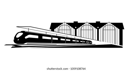 Vector illustration of train station.