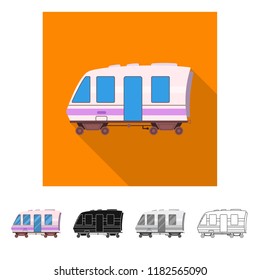 Vector illustration of train and station icon. Collection of train and ticket stock symbol for web.