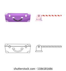 Vector illustration of train and station icon. Collection of train and ticket vector icon for stock.