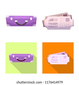 Vector illustration of train and station logo. Set of train and ticket stock vector illustration.