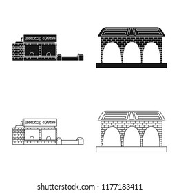 Vector illustration of train and station logo. Set of train and ticket vector icon for stock.