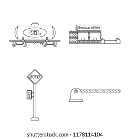 Vector illustration of train and station logo. Set of train and ticket stock symbol for web.