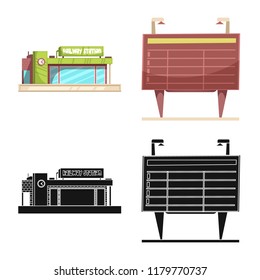 Vector illustration of train and station logo. Collection of train and ticket vector icon for stock.