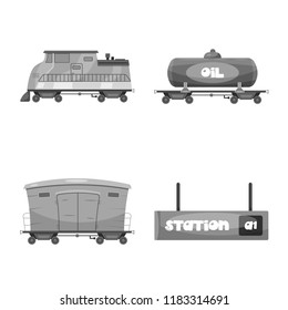 Vector illustration of train and station logo. Collection of train and ticket vector icon for stock.