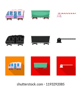 Vector illustration of train and station logo. Set of train and ticket vector icon for stock.