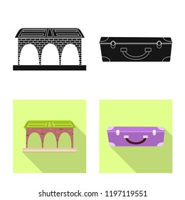 Vector illustration of train and station logo. Collection of train and ticket stock symbol for web.