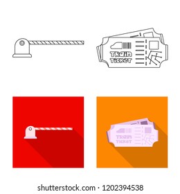 Vector illustration of train and station logo. Collection of train and ticket stock symbol for web.