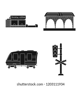 Vector illustration of train and station logo. Collection of train and ticket vector icon for stock.