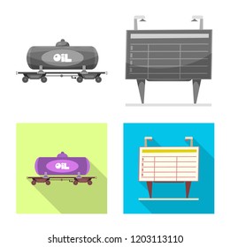 Vector illustration of train and station logo. Collection of train and ticket vector icon for stock.