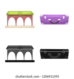 Vector illustration of train and station logo. Collection of train and ticket stock vector illustration.
