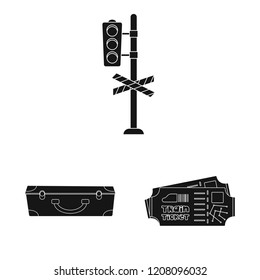 Vector illustration of train and station logo. Set of train and ticket vector icon for stock.