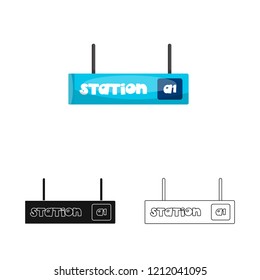 Vector illustration of train and station logo. Collection of train and ticket stock symbol for web.